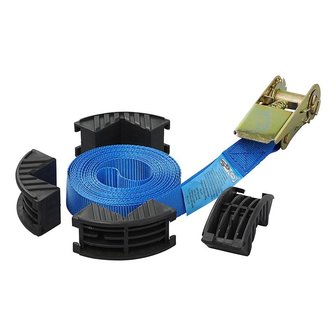 Tie down strap blue with ratchet and corner protectors 5 meter