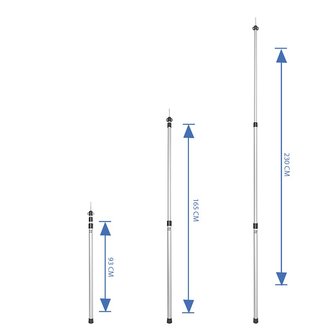 Poste telescopico para tienda de campana  3 piezas  93-230 cm (juego de 2)