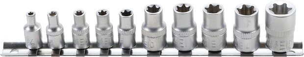 Juego de llaves de vaso E-Torx 6,3 mm (1/4) / 10 mm (3/8) E4 - E16 10 piezas