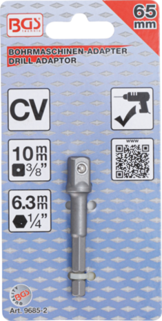 Adaptador para taladros entrada hexagonal exterior 6,3 mm (1/4) / salida cuadrada exterior 10 mm (3/8)