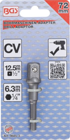 Adaptador para taladros entrada hexagonal exterior 6,3 mm (1/4) / salida cuadrada exterior 12,5 mm (1/2)