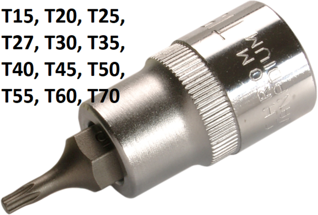 Llave de tubo con punta de (1/2) Perfil en T (para Torx) T15-T70