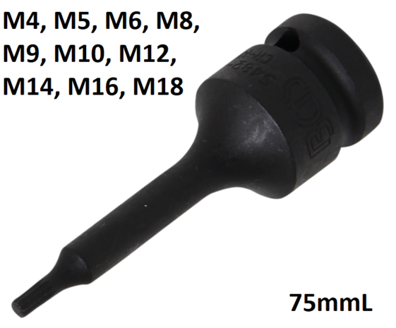 Punta de vaso de impacto entrada (1/2) dentado multiple interior (para XZN) 1/2 M4-M18