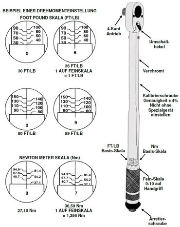 Llave dinamometrica 6,3 mm (1/4) 2 - 24 Nm