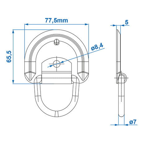 Ojal de amarre 76x66mm