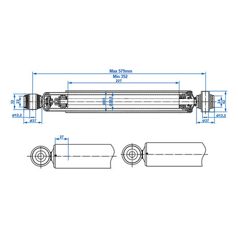 Amortiguador Boge/BPW/Hahn/Peitz 1500-3000 kg CC=350-580, 1 unidad