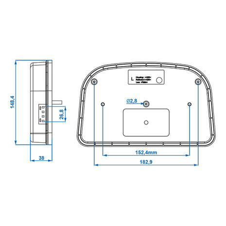 Luz trasera 6 funciones 240x150mm LED izquierda