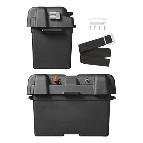Caja de bateria 35x18x23cm 2x USB - 1x toma 12V - Voltimetro - 2x enchufe Anderson