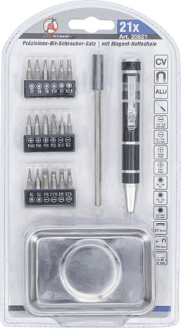 Juego de puntas de precision de destornilladores con bandeja magnetica 21 piezas