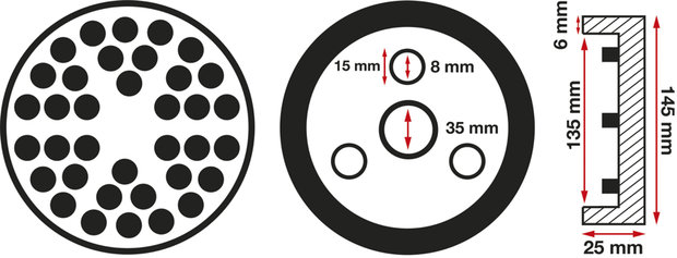 Plato de goma | para plataformas elevadoras | Ø 145 mm