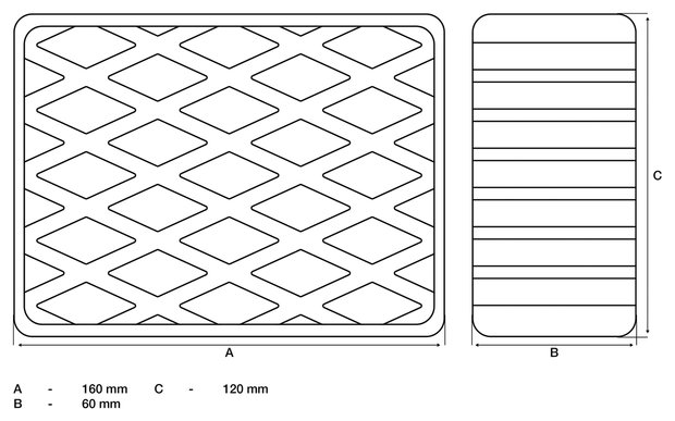 Bgs technic Rubberen pad  voor hefplatforms  160 x 120 x 60 mm