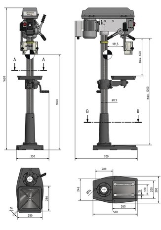 Taladro de columna diametro 25 mm 1x230V