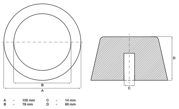 Almohadilla de goma para plataformas elevadoras diametro 105mm