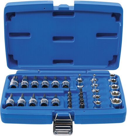 Juego de puntas y llaves de vaso (3/8) Torx 34 piezas