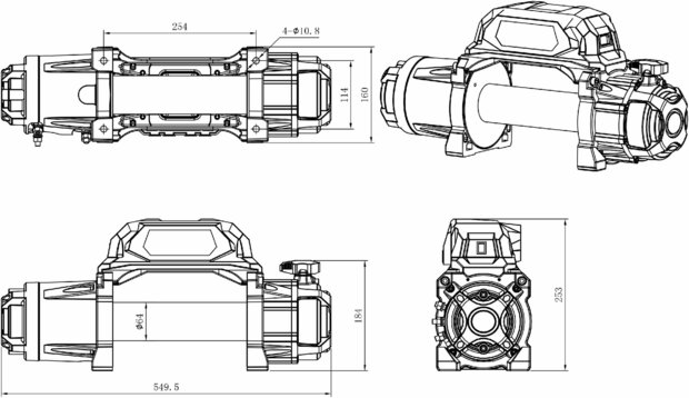 Cabrestante 12V, 5443kg 4.95kw 26m inalambrico