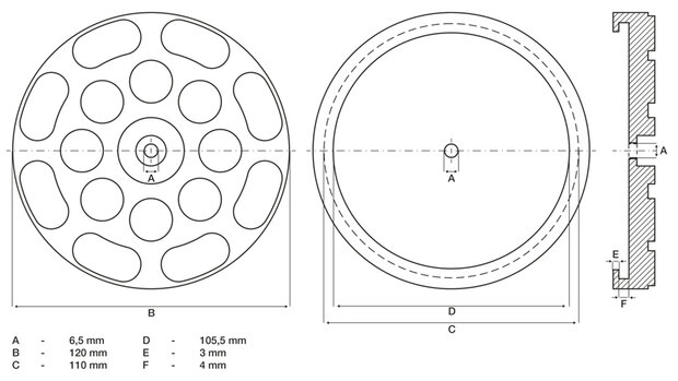 Plato de goma para plataformas elevadoras Ø 120 mm