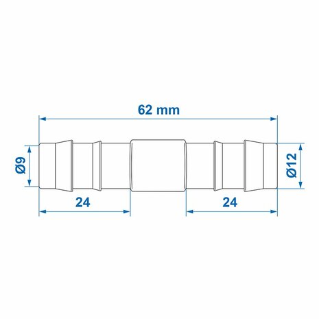 Racor recto para manguera 12 mm x10 unidades