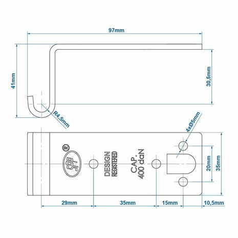 Contraparte para cerradura de tension SPP Z-07