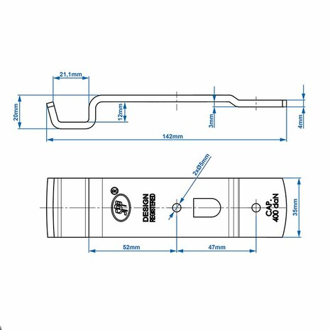 Contraparte para cerradura de tension SPP Z-02A