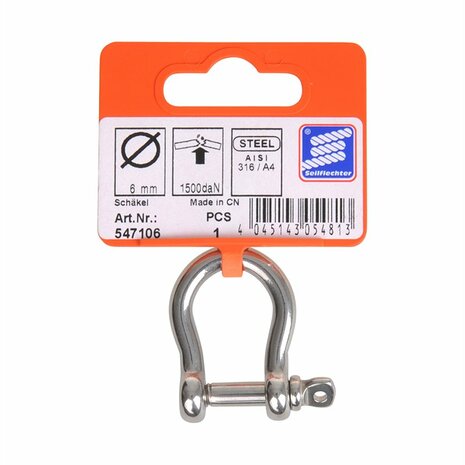 Cierre de arpa corto de 6 mm  acero inoxidable A4 AISI 316  1.500 daN
