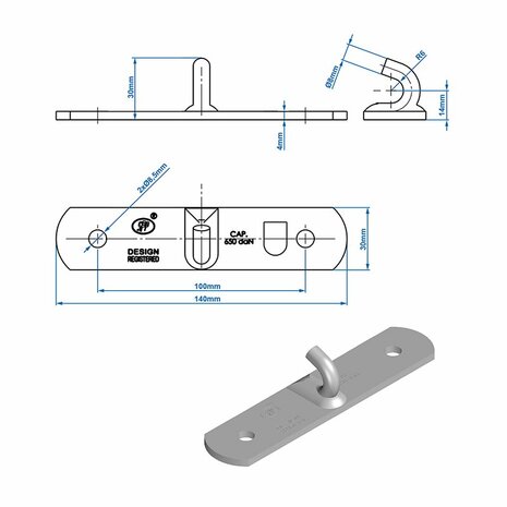 Contraparte para cerradura de tension SPP Z-03