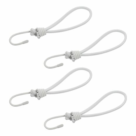 Tensor elastico para tienda de campana blanco con gancho 4 piezas