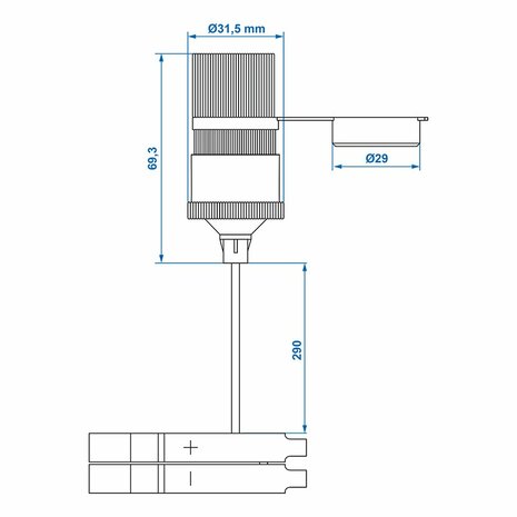 Toma de encendedor de cigarrillos con terminales de bateria 12V 24V-16A
