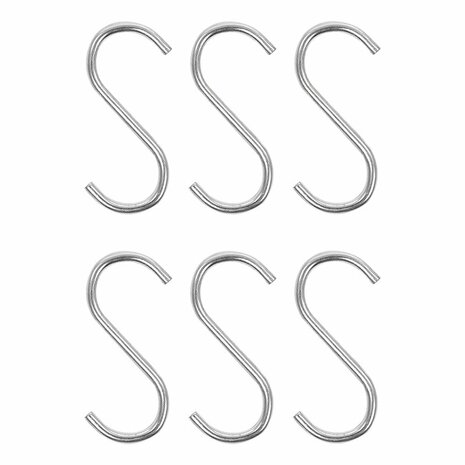 Gancho en forma de S de 4 mm de diametro y 6 cm  6 unidades.
