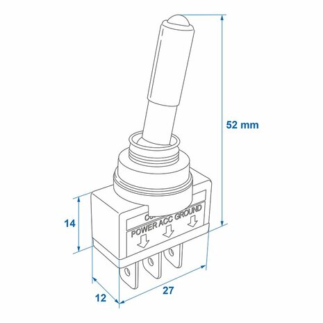 Interruptor de palanca LED rojo 12V-max. 20A
