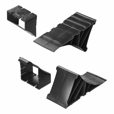 Calzo de rueda de plastico negro con soporte incluido