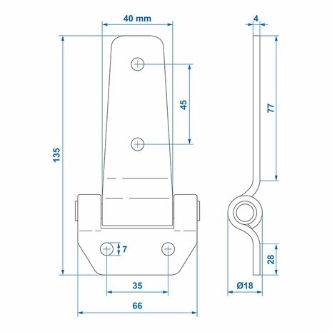 Bisagra mariposa 135x65mm
