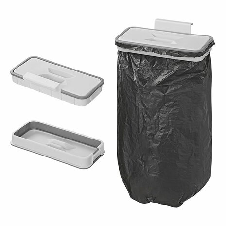 Porta bolsas de basura para montaje en puerta con tapa