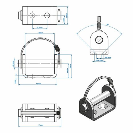 Soporte de bisagra de solapa de 12 mm SPP UZ-02A V.1