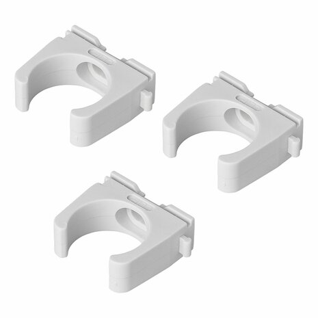 Abrazadera para tubo de desague de 28 mm de diametro  juego de 3 piezas.