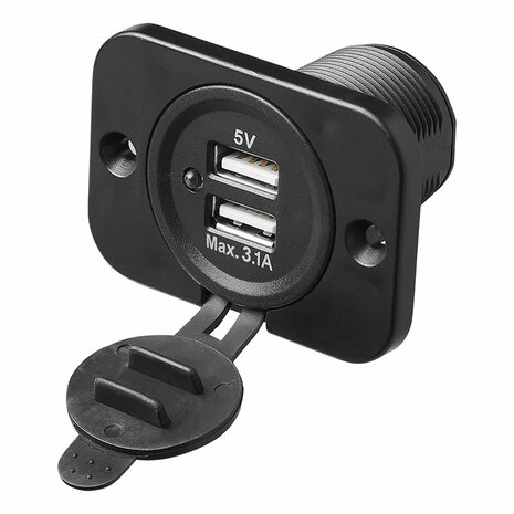 Caja de empotrar USB doble tipo A 3100mA 12V 24V