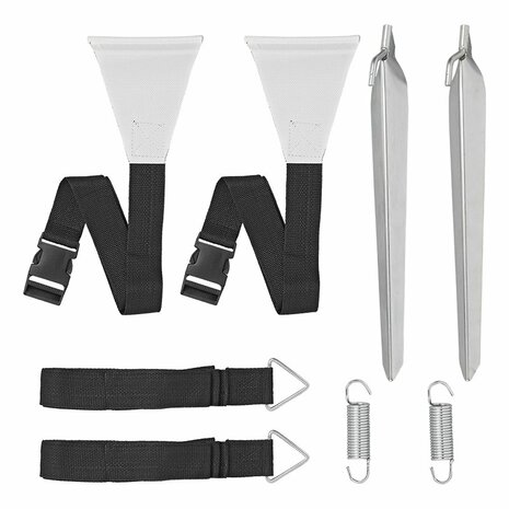 Juego de correas antitormentas 2 x 3 2 m con fijacion de tendon para riel de toldo