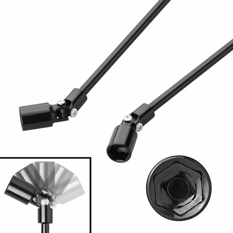 Manivela de 740 mm 19 mm con articulacion cardan para soporte de angulo