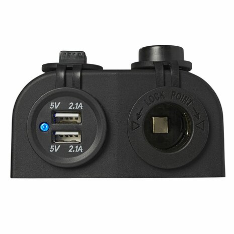 Kit de superficie: Toma DIN + puerto USB doble tipo A 2x2100mA