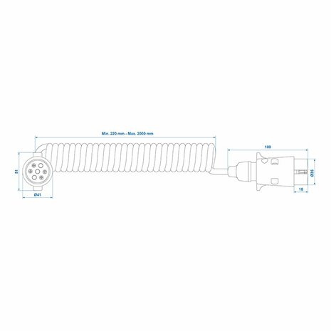 Cable espiral 3M con 2 conectores de 7 pines de PVC
