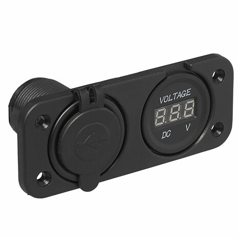 Kit de empotrar: voltimetro 6-30V + puerto USB doble tipo A 2x2100mA