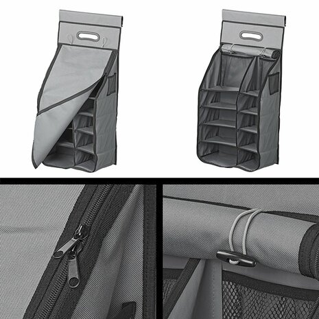 Organizador 14 compartimentos 40 x 78 x 26 cm con bolsillo con cremallera + keder de 7 mm