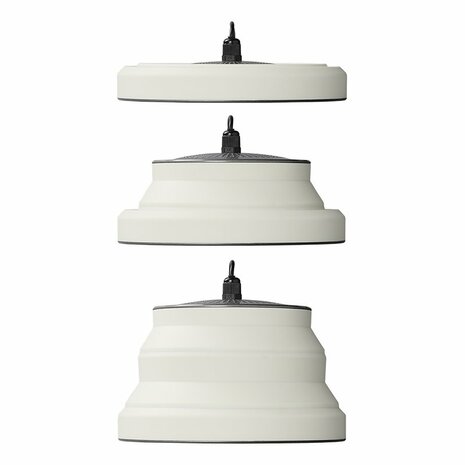 Lampara colgante LED plegable de silicona blanca de 20 cm de diametro.