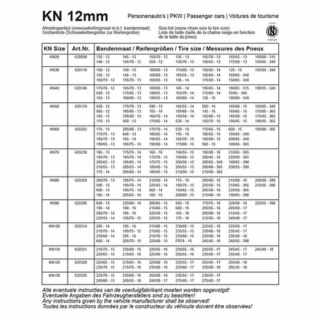 Cadenas de nieve 12mm KN50