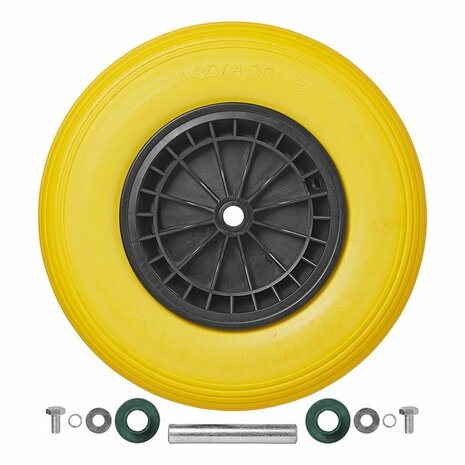 Neumatico de PU con llanta de plastico de 164.00-8 incl. eje de 20 mm