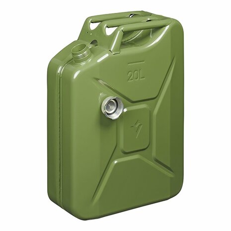 Bidon de 20L metalico verde con tapon de rosca magnetico homologado por la ONU y TuV GS