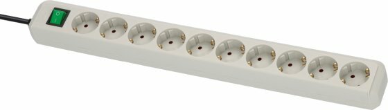 Regleta con interruptor 10 tomas gris claro 3m H05VV-F 3G1,5
