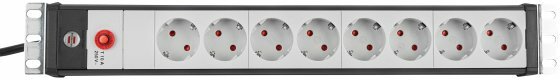 Regleta 19 para armario de distribucion 8-tomas negro gris claro 3m H05VV-F 3G1,0 19 formato, con clavija IEC