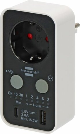 Temporizador digital de cuenta atras con USB A y USB C blanco negro