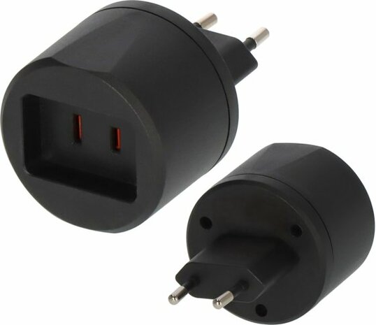 Adaptor de viajes EE.UU. Euro con fusible 2,5A