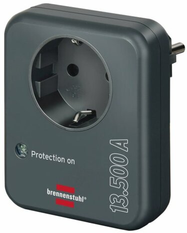 Adaptador enchufe con proteccion contra subidas de tension 13.500A Antracita